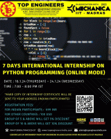 7 Days International Internship on Python Programming [online Mode] 2024 Internship Poster